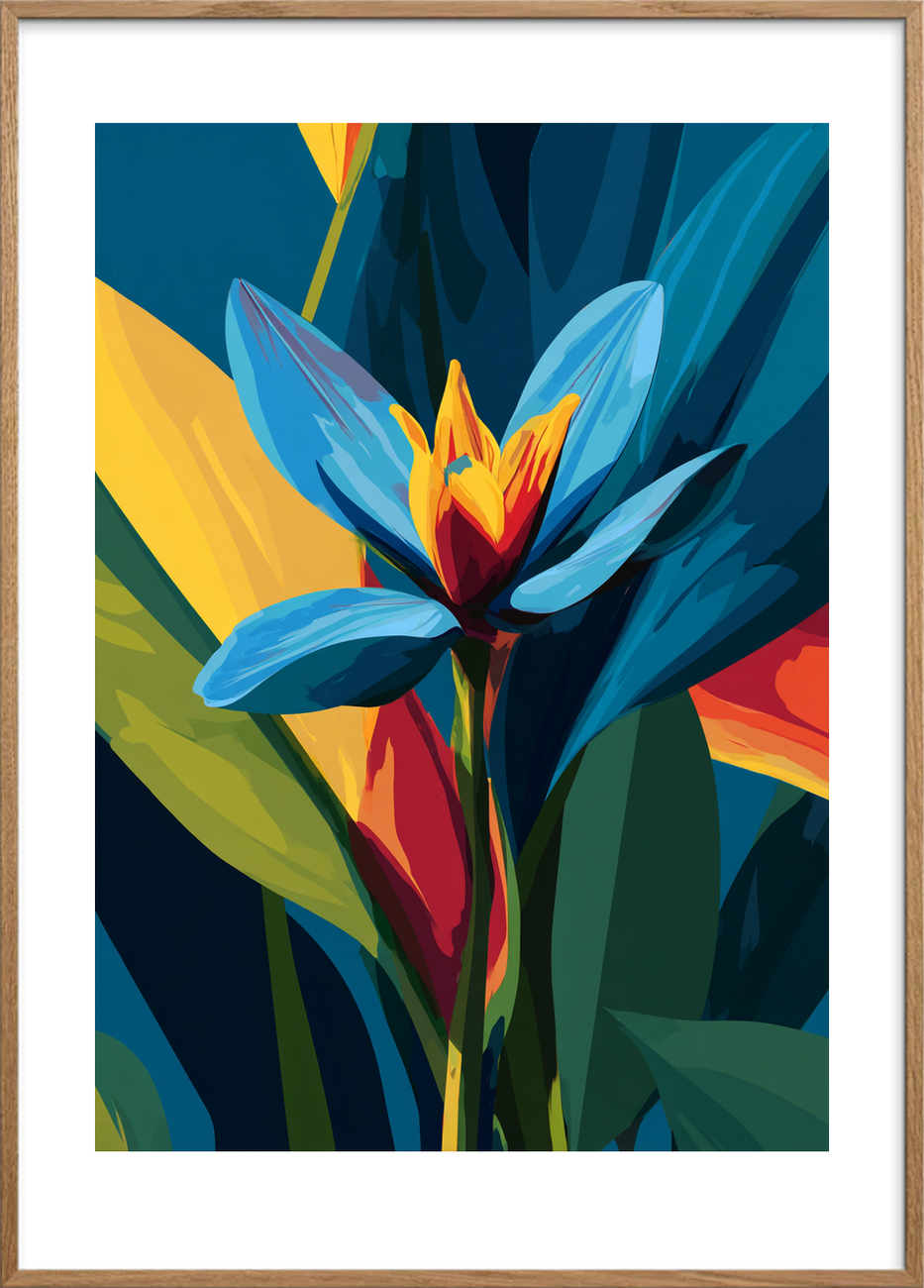 Stemme af tropisk silke - Oak Frame, With White Border