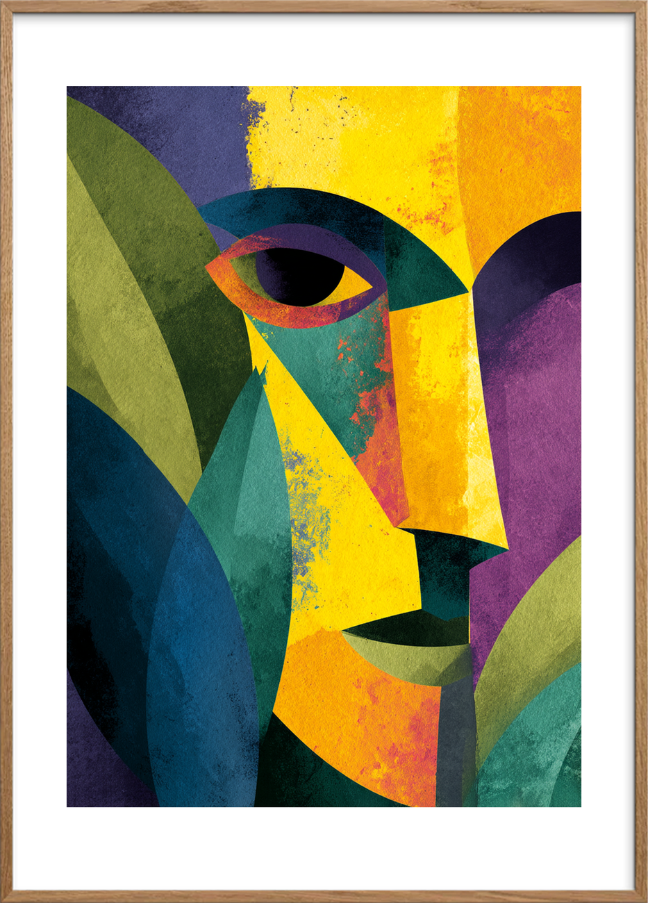 Stilhedens farverige hvisken - Oak Frame, With White Border