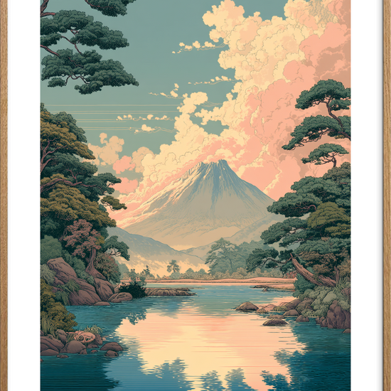 Skyernes blide hvisken - Oak Frame, With White Border