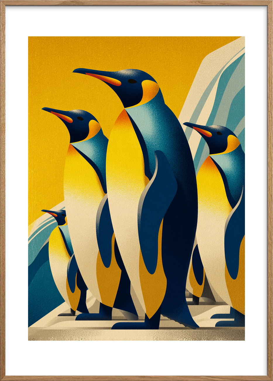 Klang af is og guld - Oak Frame, With White Border