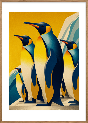 Klang af is og guld - Oak Frame, With White Border