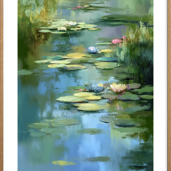 Vandliljens tause klang - Oak Frame, With White Border