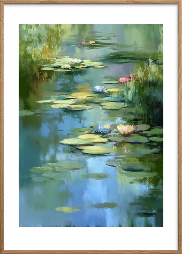 Vandliljens tause klang - Oak Frame, With White Border