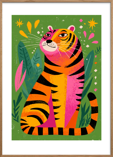 Stille brøl i farver - Oak Frame, With White Border