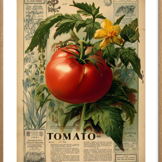 Smagen af solmoden tomat - Oak Frame, With White Border