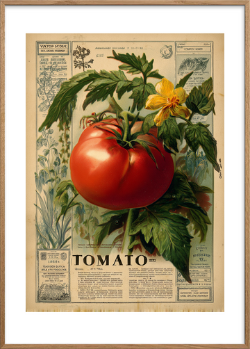 Smagen af solmoden tomat - Oak Frame, With White Border
