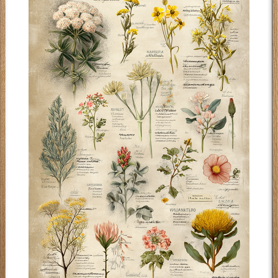 Blomsternes stille symfoni - Oak Frame, With White Border