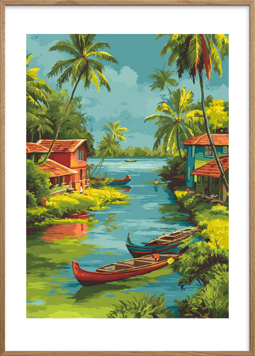 Vindens salte sang - Oak Frame, With White Border