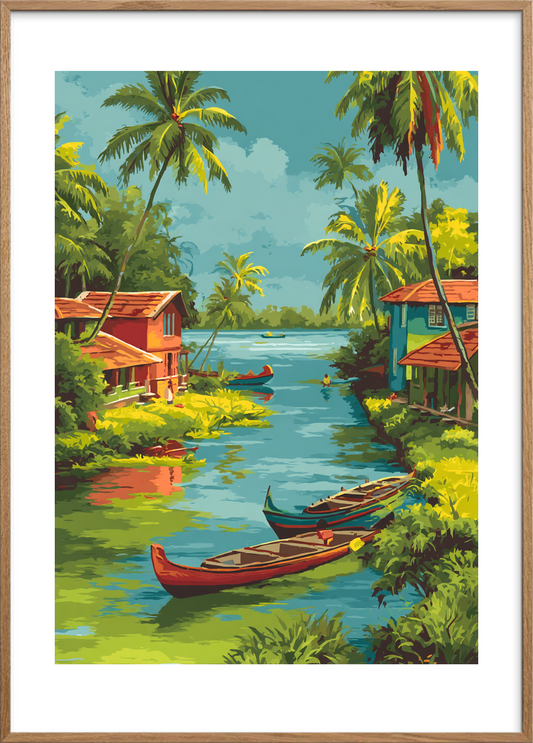 Vindens salte sang - Oak Frame, With White Border