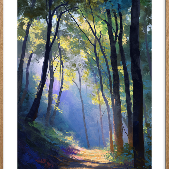 Morgenduggens stille sang - Oak Frame, With White Border