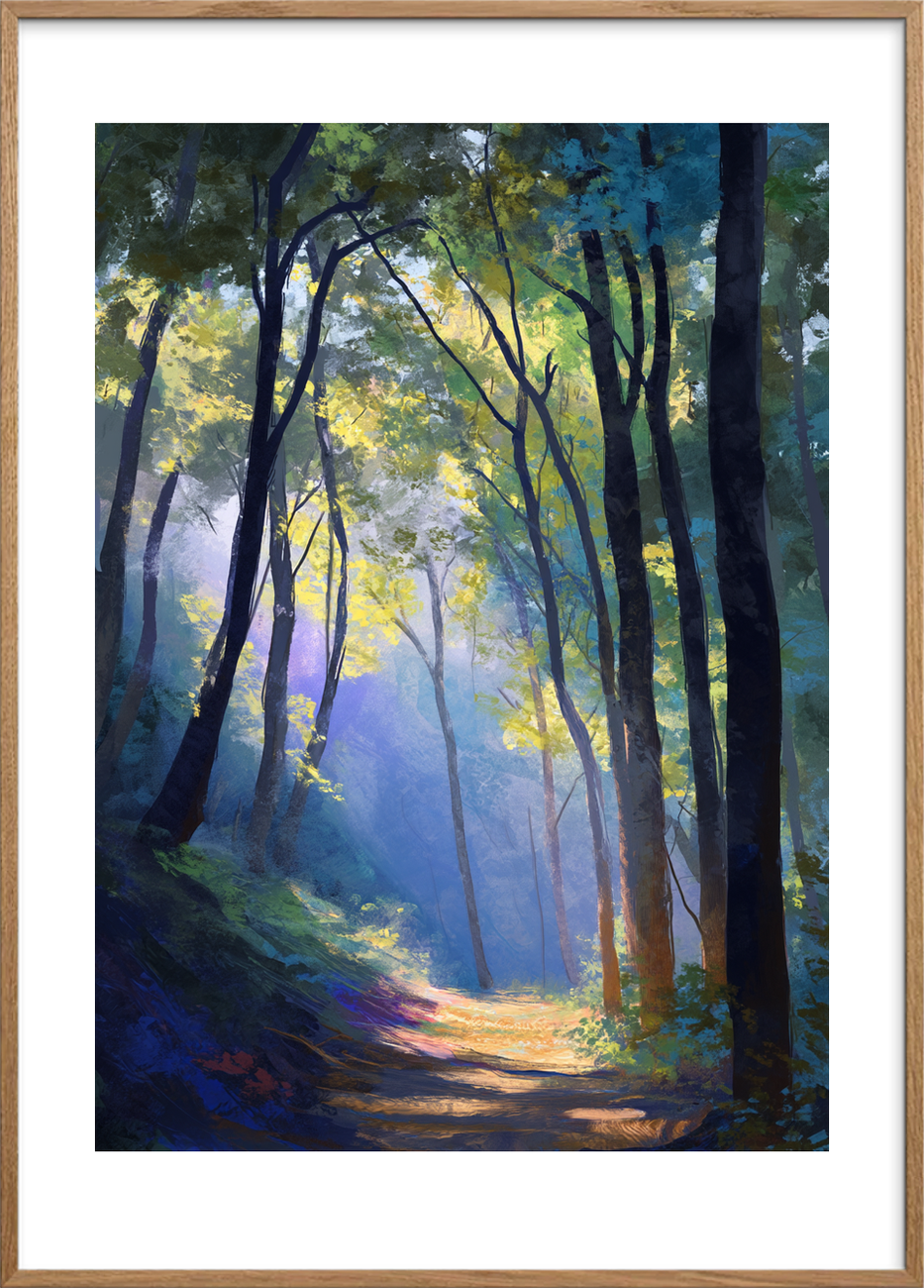 Morgenduggens stille sang - Oak Frame, With White Border