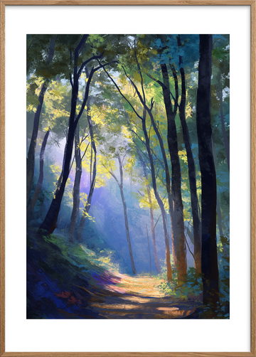 Morgenduggens stille sang - Oak Frame, With White Border