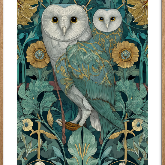 Uglernes gyldne hvisken - Oak Frame, With White Border