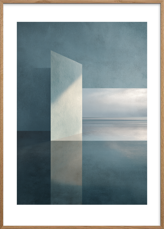 Rumets stille klang - Oak Frame, With White Border