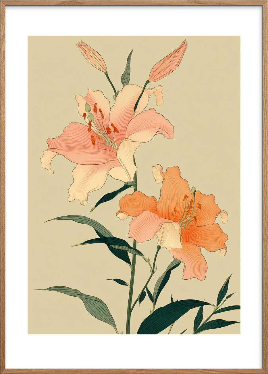 Hvisken i fløjlsblød luft - Oak Frame, With White Border