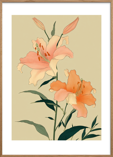 Hvisken i fløjlsblød luft - Oak Frame, With White Border