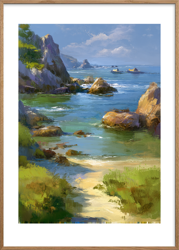 Bølgernes bløde hvisken - Oak Frame, With White Border