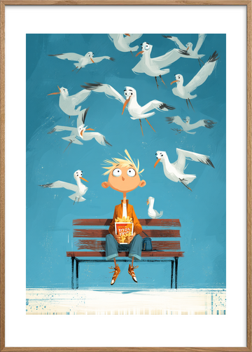 Knasende salt i luften - Oak Frame, With White Border