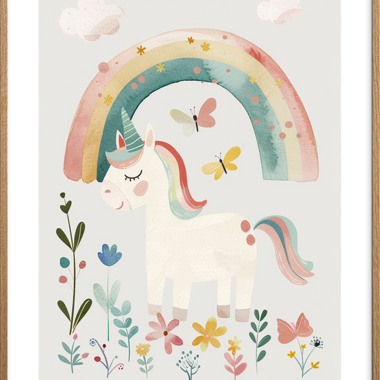 Enhjørningens stille melodi - Oak Frame, With White Border