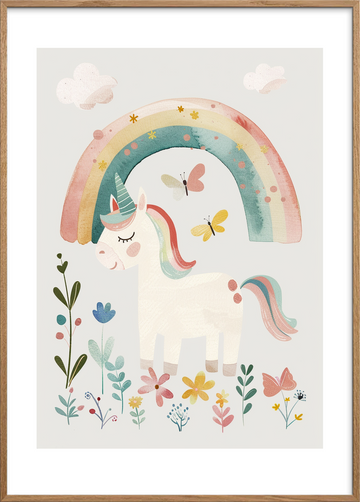 Enhjørningens stille melodi - Oak Frame, With White Border