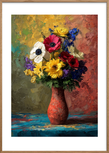 Klang af farver - Oak Frame, With White Border