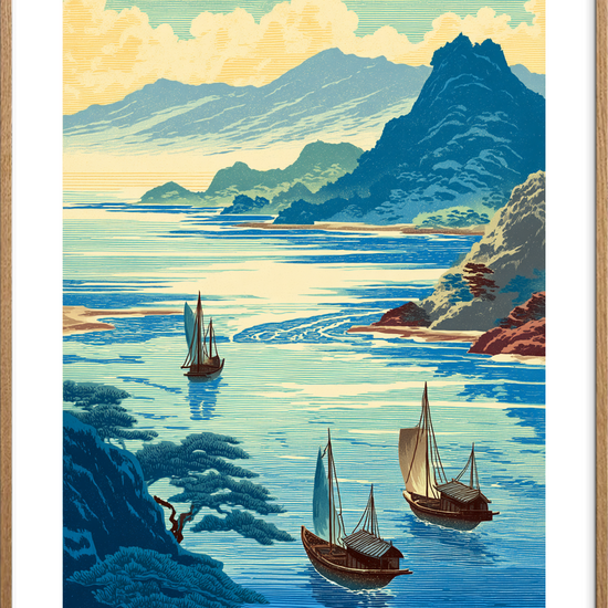 Saltvandets kølige hvisken - Oak Frame, With White Border