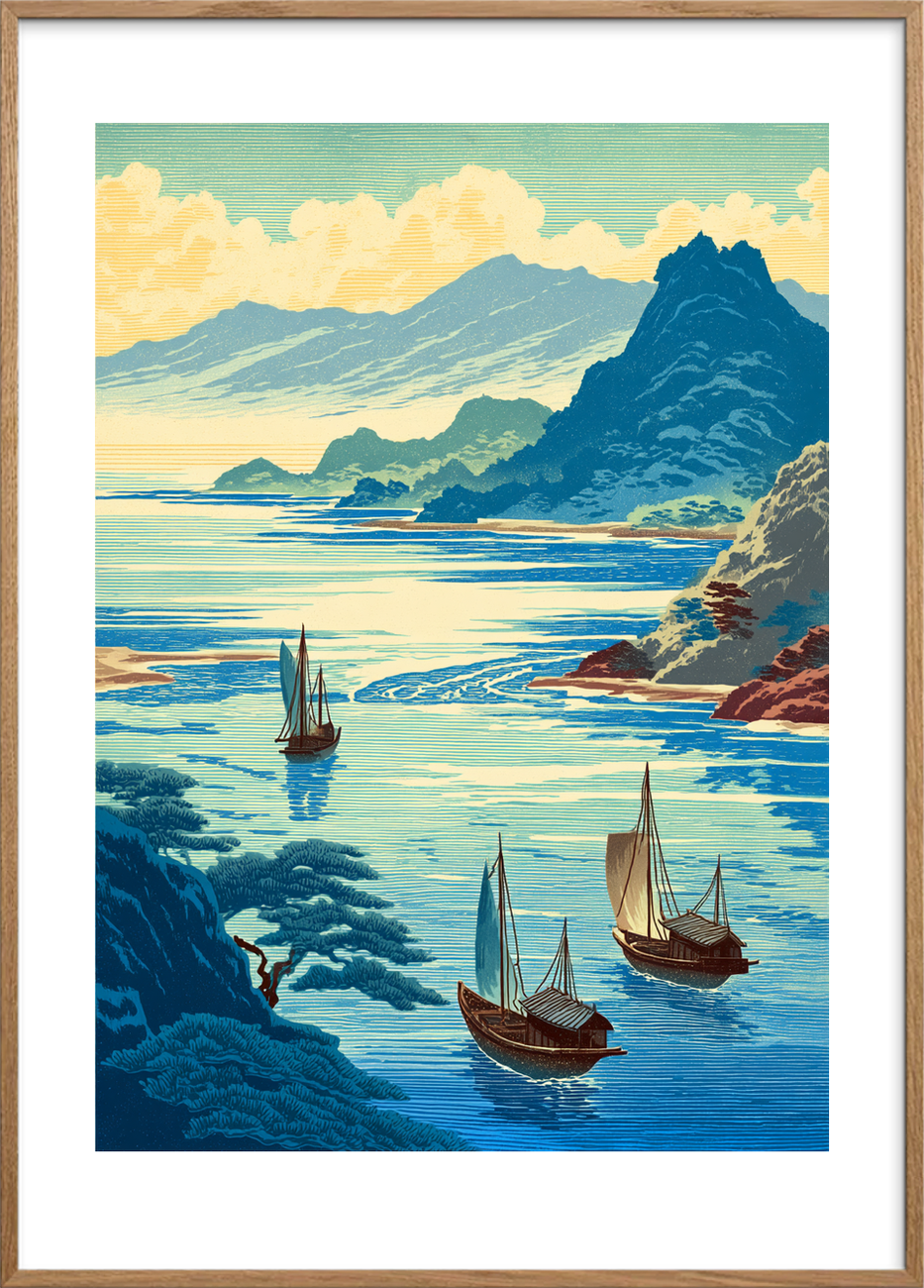 Saltvandets kølige hvisken - Oak Frame, With White Border