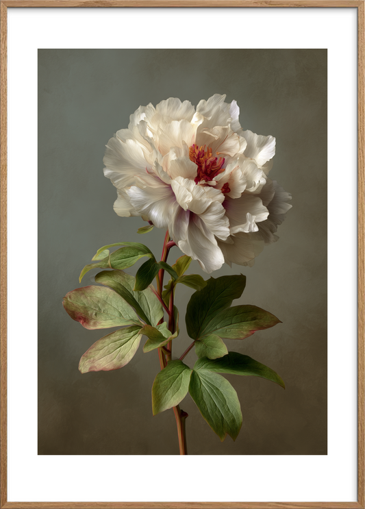 Silkesus i hvide lag - Oak Frame, With White Border