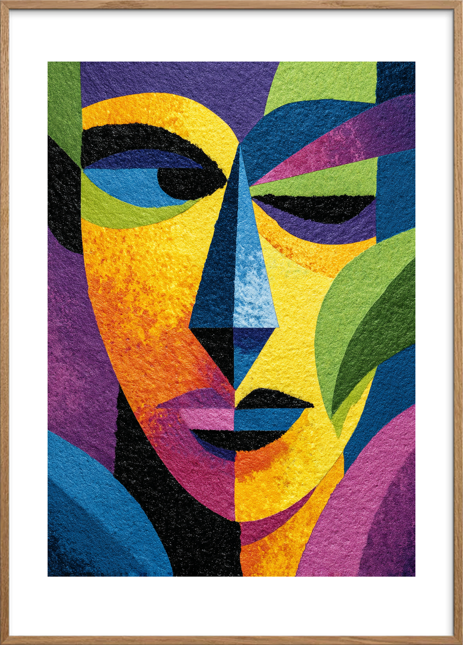 Stille hvisken af farver - Oak Frame, With White Border