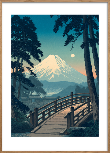 Broens hvisken mod månen - Oak Frame, With White Border