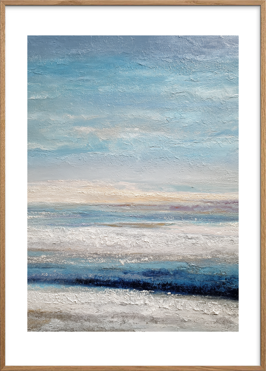 Havets blide hvisken - Oak Frame, With White Border