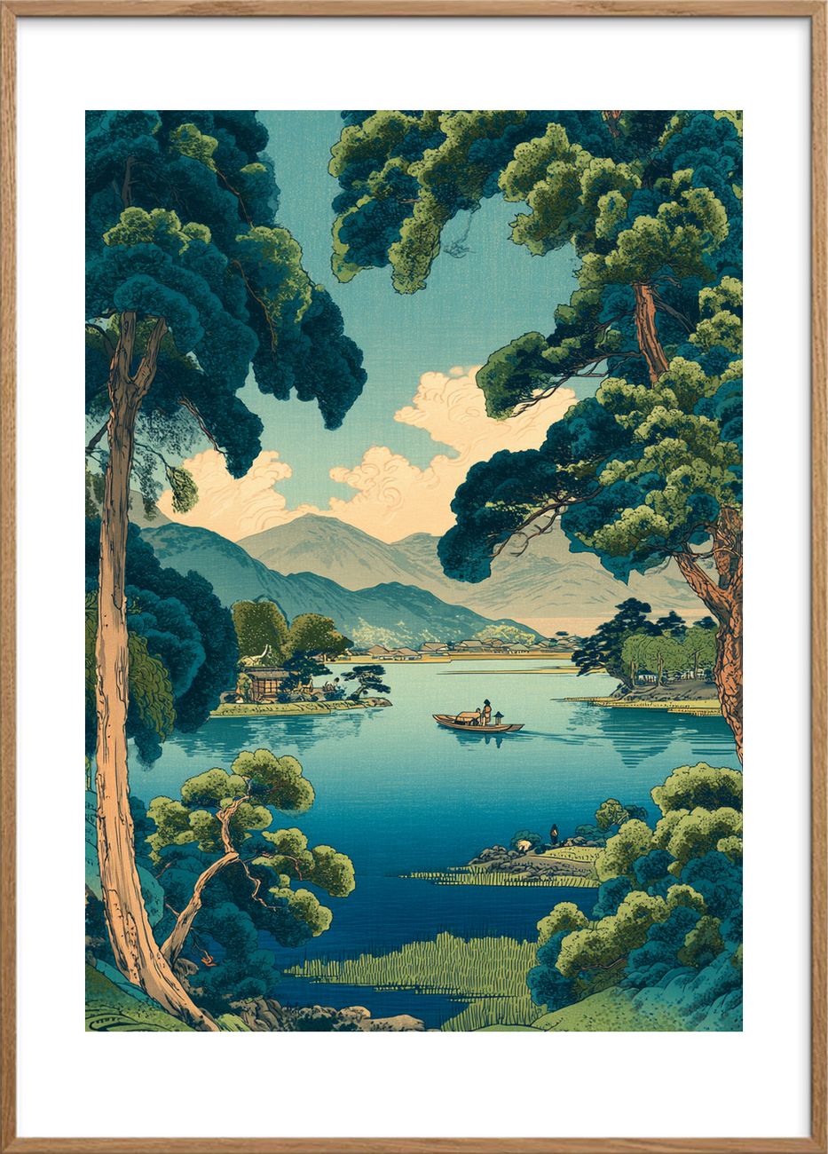 Stillevandets hvisken - Oak Frame, With White Border