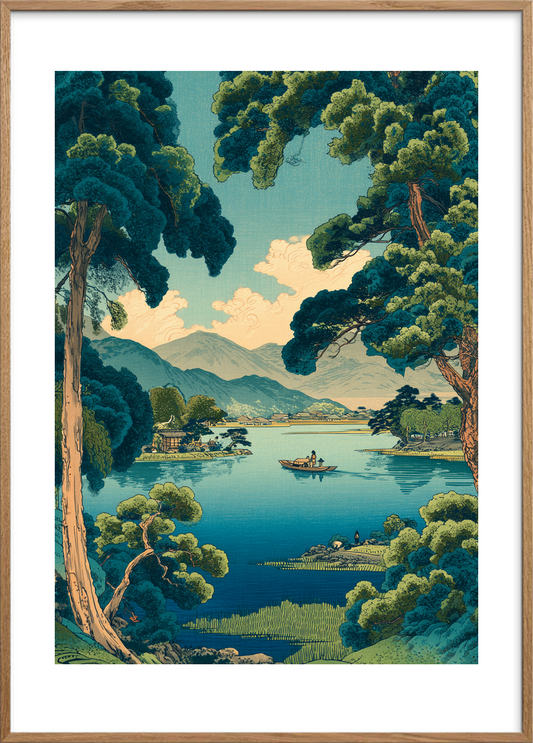 Stillevandets hvisken - Oak Frame, With White Border