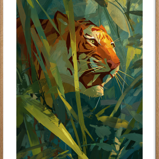 Hviskende brøl i sivene - Oak Frame, With White Border