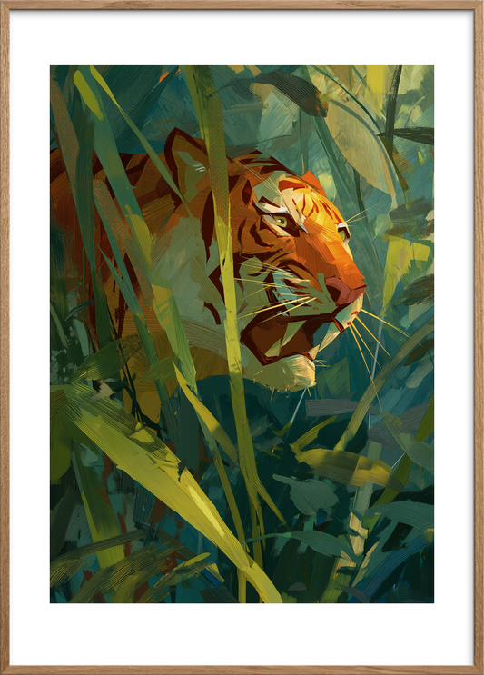 Hviskende brøl i sivene - Oak Frame, With White Border