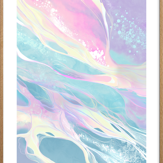 Hvisken fra sukkerskyer - Oak Frame, With White Border