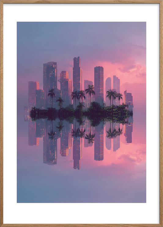 Morgenens bløde hvisken - Oak Frame, With White Border