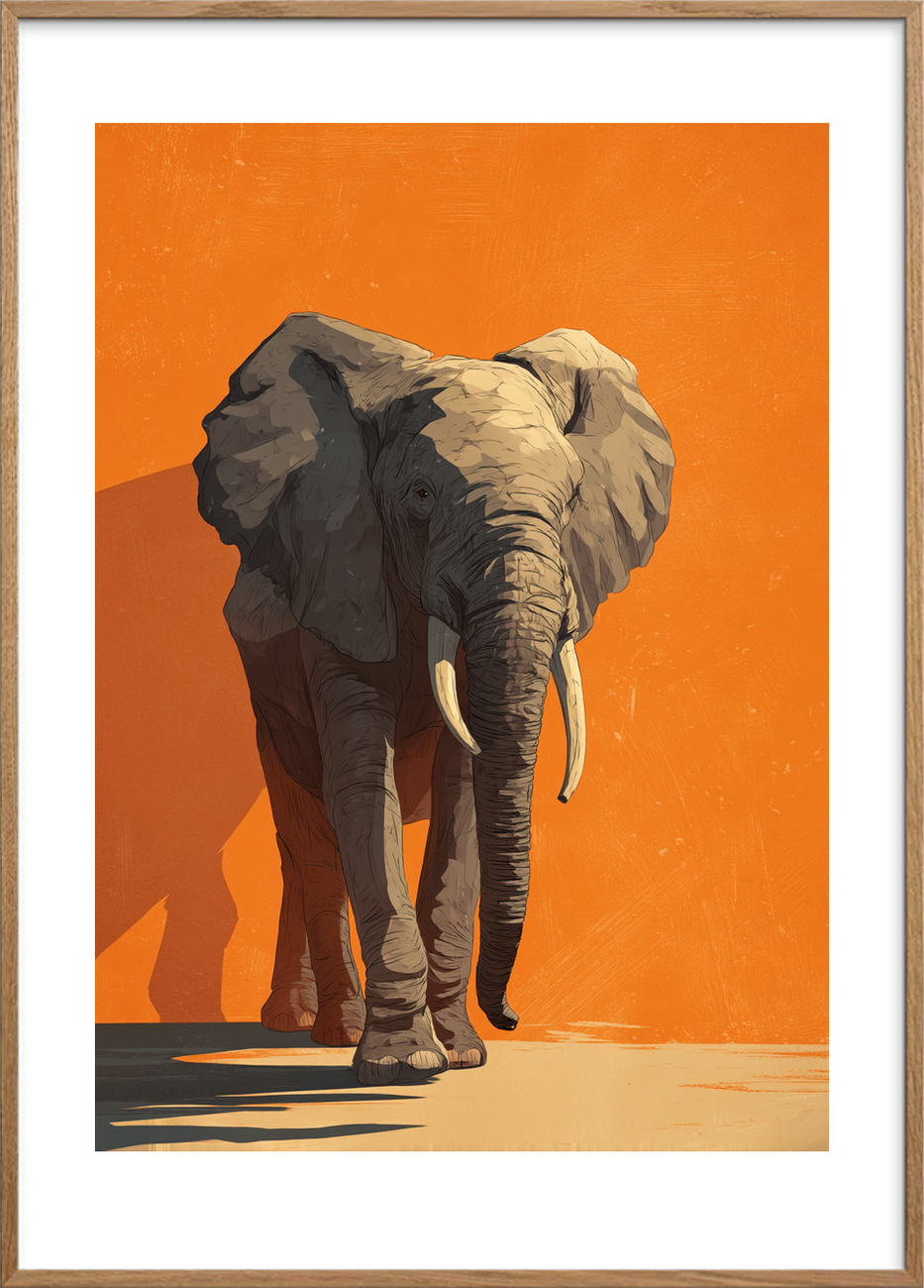 Tunge trin som trommer - Oak Frame, With White Border