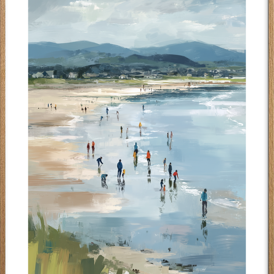 Havets stille hvisken - Oak Frame, With White Border