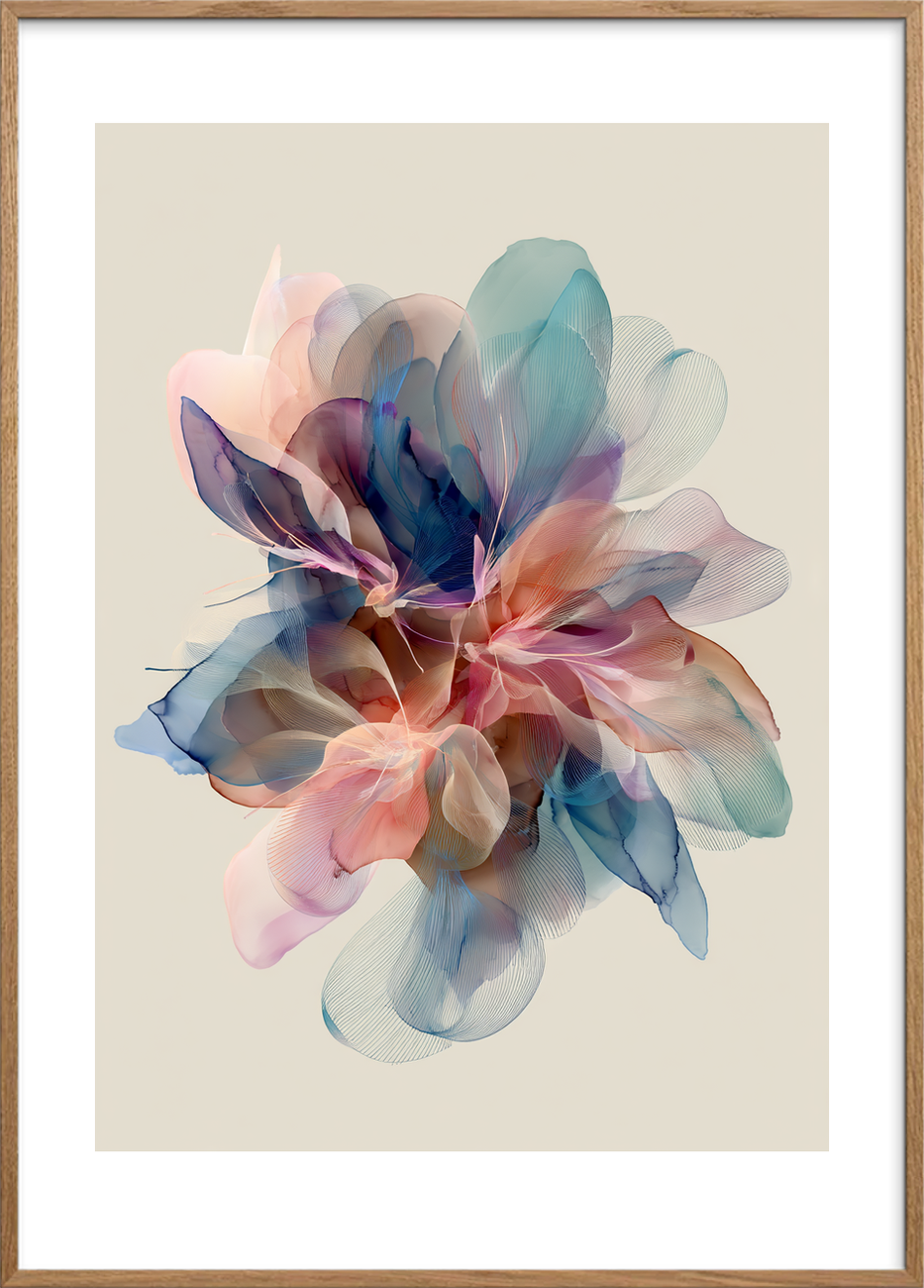 Suset af silke - Oak Frame, With White Border