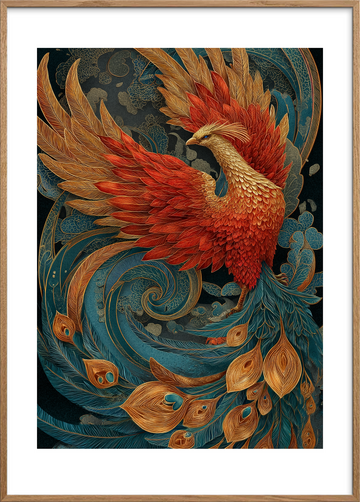 Ildens hvisken - Oak Frame, With White Border