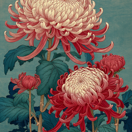 Silkesus over høstblomster - No Frame, No Border