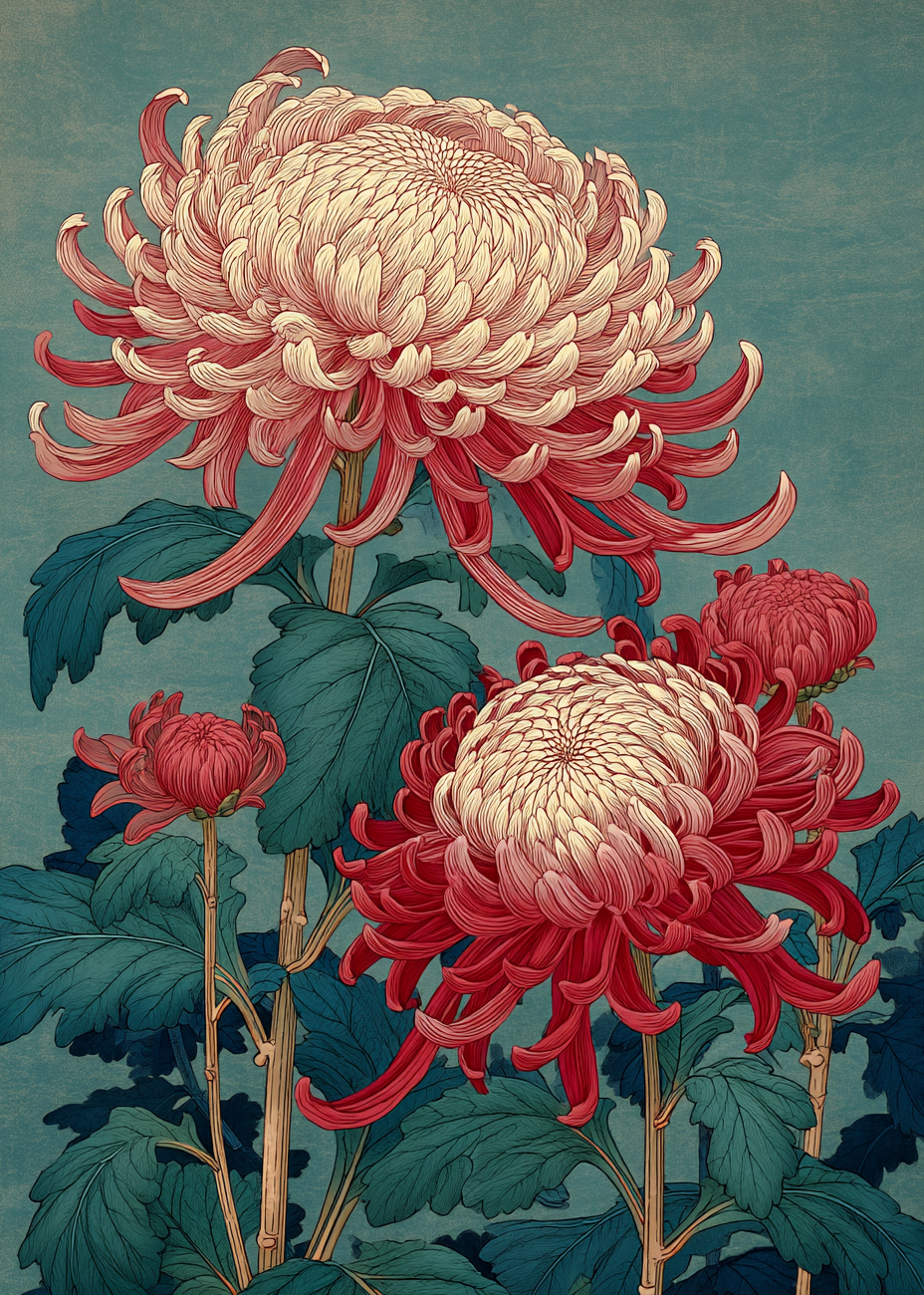 Silkesus over høstblomster - No Frame, No Border