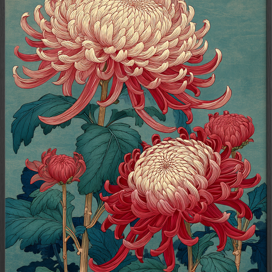 Silkesus over høstblomster - Black Frame, No Border