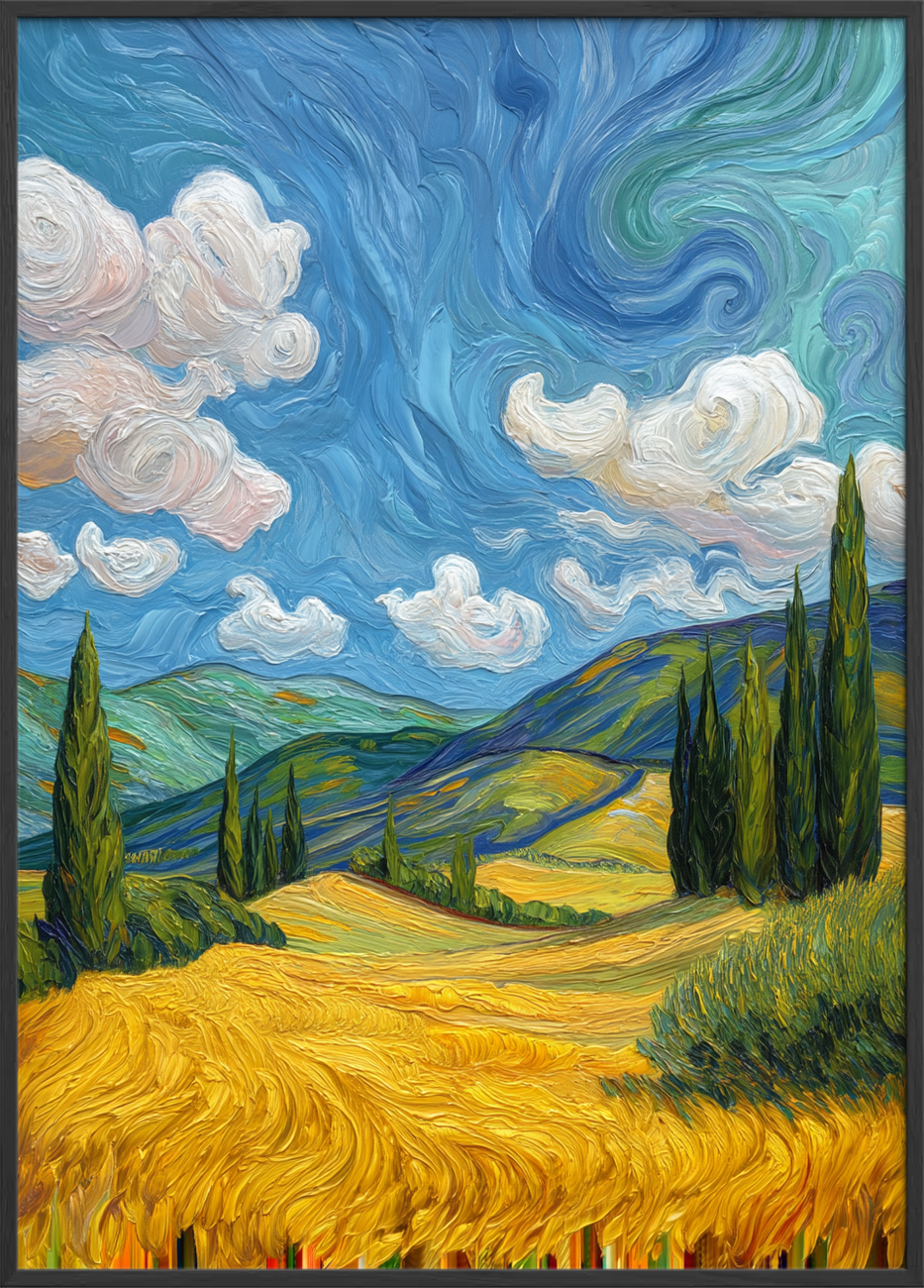 Susende gyldent hav - Black Frame, No Border