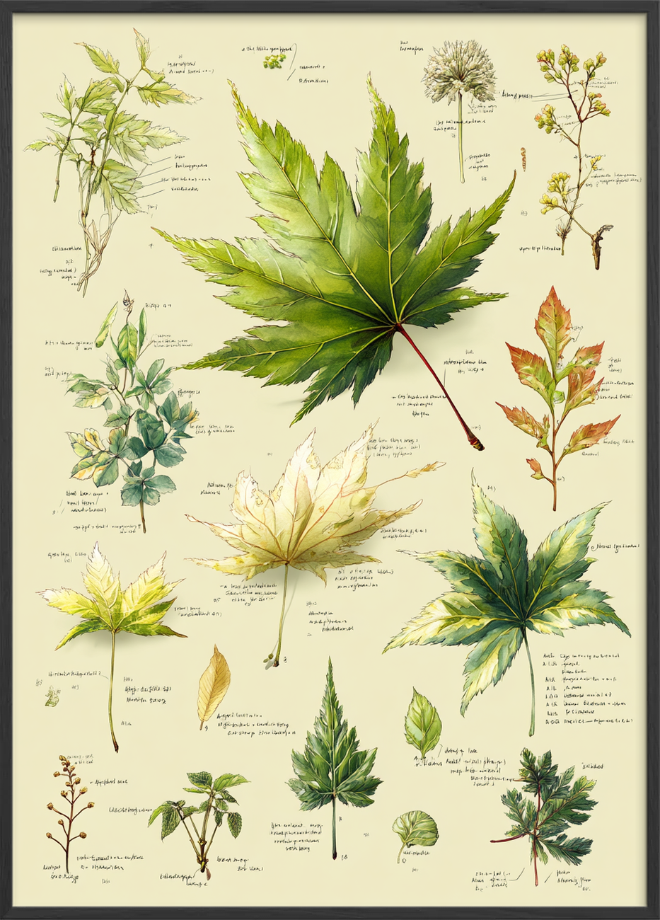 Grøn hvisken på papir - Black Frame, No Border