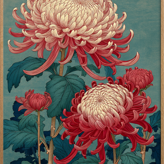 Silkesus over høstblomster - Oak Frame, No Border