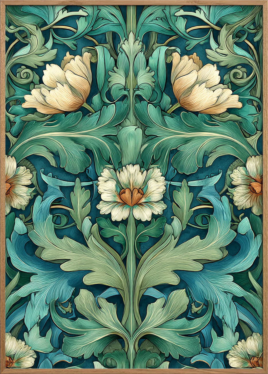 Sus af grøn silke - Oak Frame, No Border