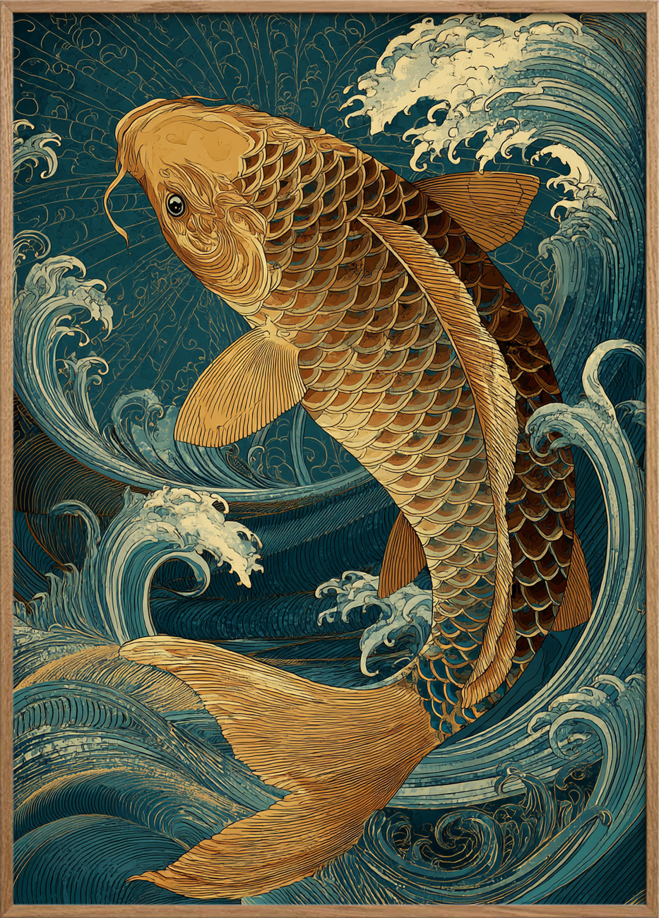 Guldets hvisken under bølgerne - Oak Frame, No Border