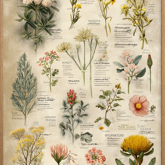 Blomsternes stille symfoni - Oak Frame, No Border